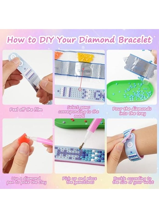 Diamond painting bracelet, 6-piece diamond art bracelet set, diamond wristband mosaic sticker set, adjustable bracelet decorated with colorful diamond dots, arts and crafts for kids - Image 5